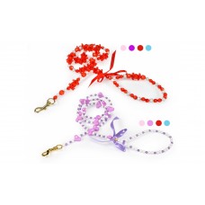 Camon Fashion Pearl Leash-Style - повод с нашийник от мъниста / лилав, розов, светло син, червен /  120см.