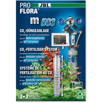 JBL ProFlora m503 - професионална система за въглероден двуокис с бутилка 500 грама, за многократна употреба и pH контролер, за аквариуми до 600 литра
