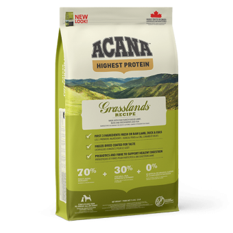 Acana Grain Free Grasslands (с агнешко и риба) - за кучета над 12 месеца,подходяща за всички породи 11.4 кг.