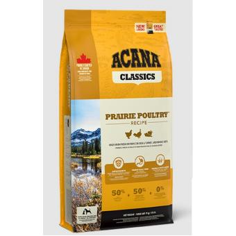 Acana Prairie Poultry - биологично съответстваща храна за кучета с пилешко и пуешко месо,подходяща за средни и големи породи,и възраст над 12 месеца 11.4 кг.