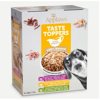 Applaws Taste Toppers Natural Wet Dog Food - Multipack Selection (8x156g) - 3 броя пилешко и пате, 3 броя телешко и пилешко, 2 брой агне и пилешко 