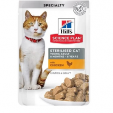 Hills Science Plan Adult Strerilized  пауч за кастрирани за котки с пиле над 1 год.  12х85g