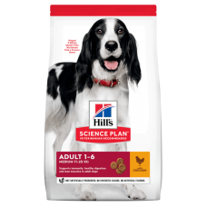 Hills Science Plan Medium Adult – с пилешко, пълноценна храна за кучета от средни породи 10-25 кг, с умерени енергийни нужди, 1 - 6 г.