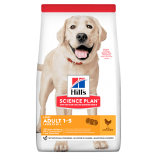 Hills Science Plan Canine Adult Light Lаrge Breed - с пилешко, пълноценна суха храна за кучета от едри породи над 25кг, с понижени енергийни нужди, на възраст от 1 до 5 години 14 кг.