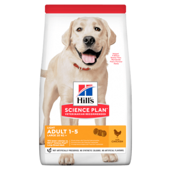 Hills Science Plan Adult Light Lаrge Breed - с пилешко, пълноценна суха храна за кучета от едри породи над 25кг, с понижени енергийни нужди, на възраст от 1 до 5 години 14 кг.