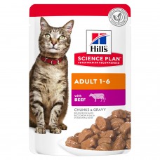 Hills Science Plan Adult- пълноценна консерва за котки над 1 год. с теле12х85g