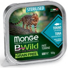 Monge BWILD Grain Free Sterilised с риба тон и зеленчуци – пастет терин без зърнени храни – за кастрирани котки в зряла възраст 100 гр.