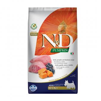 ND Pumpkin Lamb & Blueberry Mini Adult - пълноценна храна с агне и боровинки и тиква за кучета в зряла възраст от дребните породи 