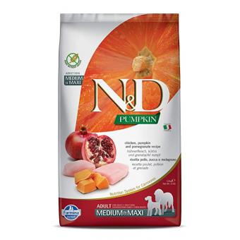 ND Pumpkin Chicken & Pomegrante Medium / Maxi Adult - пълноценна храна с пиле, нар и тиква за кучета в зряла възраст над една година, от средните и едри породи