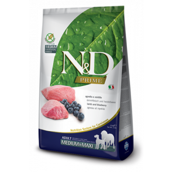 ND Prime Medium/Maxi Adult - пълноценна храна с агнешко месо и боровинки, за кучета средни и едри породи над 12/18 месеца