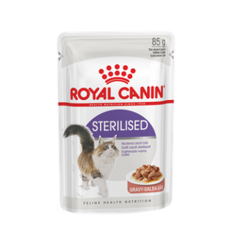 Royal Canin Sterilised - пълноценна храна за кастрирани котки, склонни към натрупване на наднормено тегло 12x85 гр.
