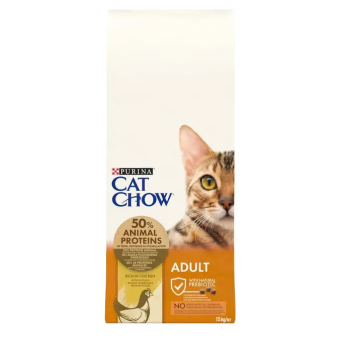 Purina Cat Chow Adult - пълноценна храна с пилешко месо за котки над 12 месеца  15 кг.