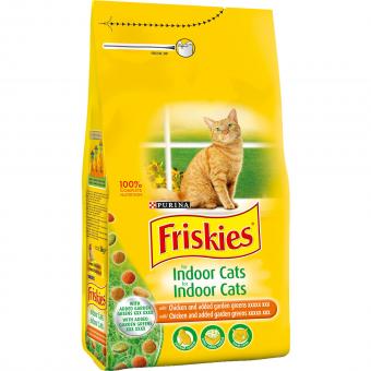 Friskies Indoor - с пиле,зеленчуци и градинска трева, за котки над 12 месеца отглеждани в затворени помещения 10 кг.